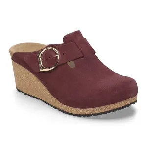 Women's Fanny Ring Buckle Suede Leather Clog - Medium/narrow In Berry Crush