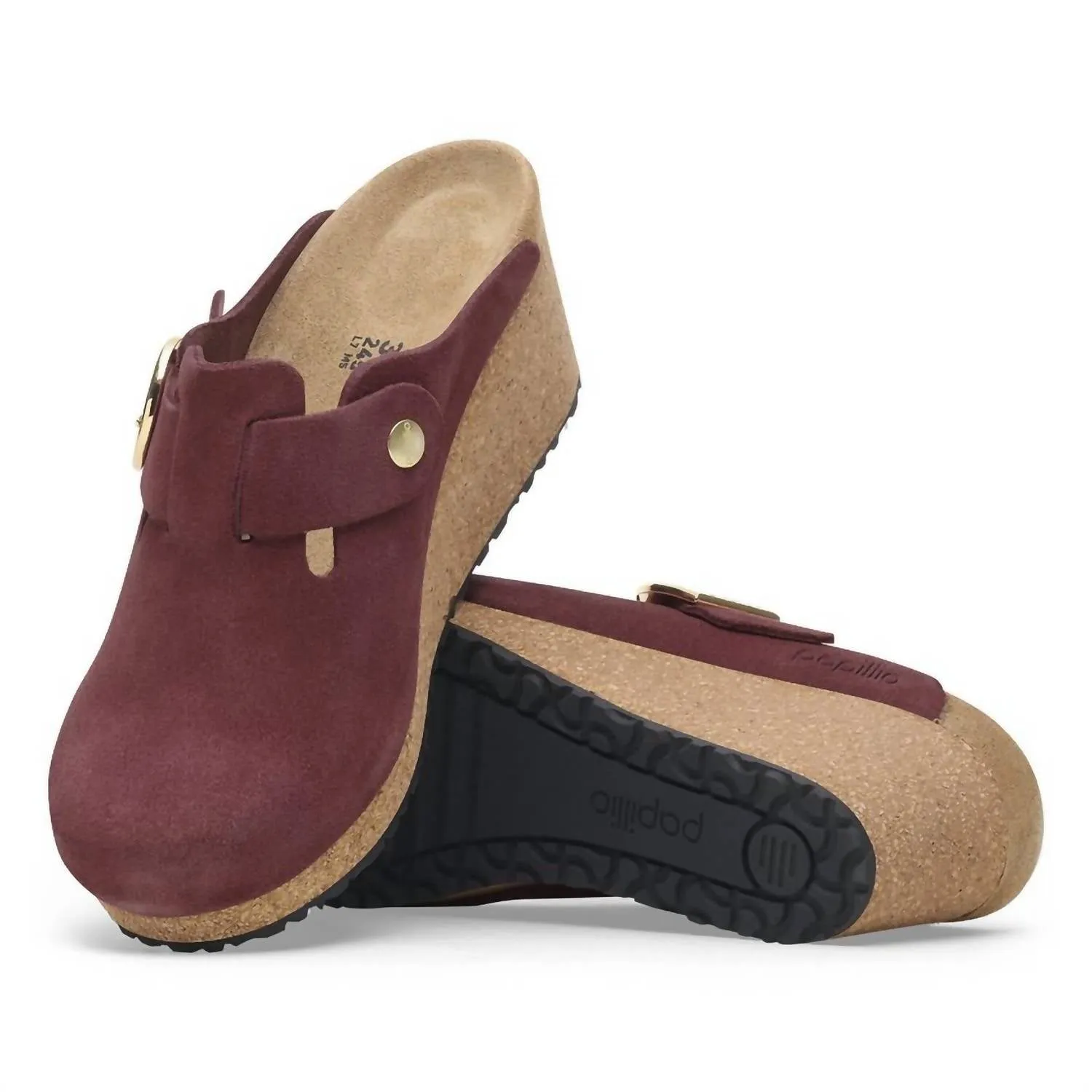 Women's Fanny Ring Buckle Suede Leather Clog - Medium/narrow In Berry Crush