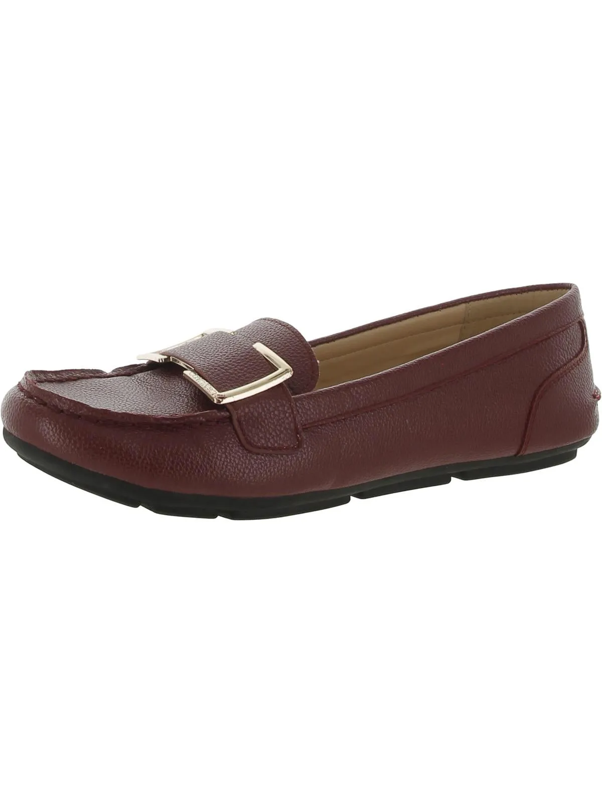 Womens Faux Leather Round Toe Moccasins