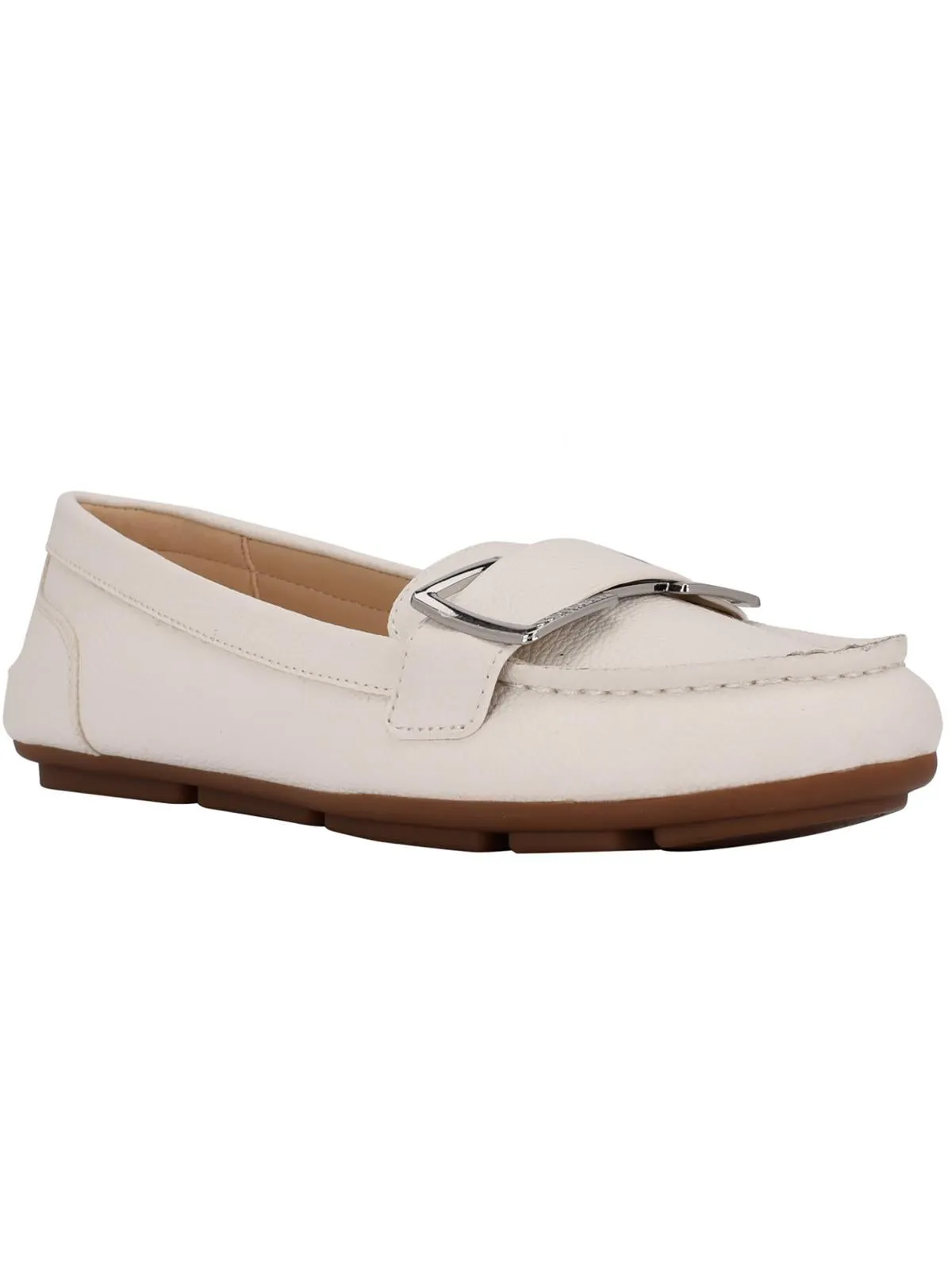 Womens Faux Leather Round Toe Moccasins