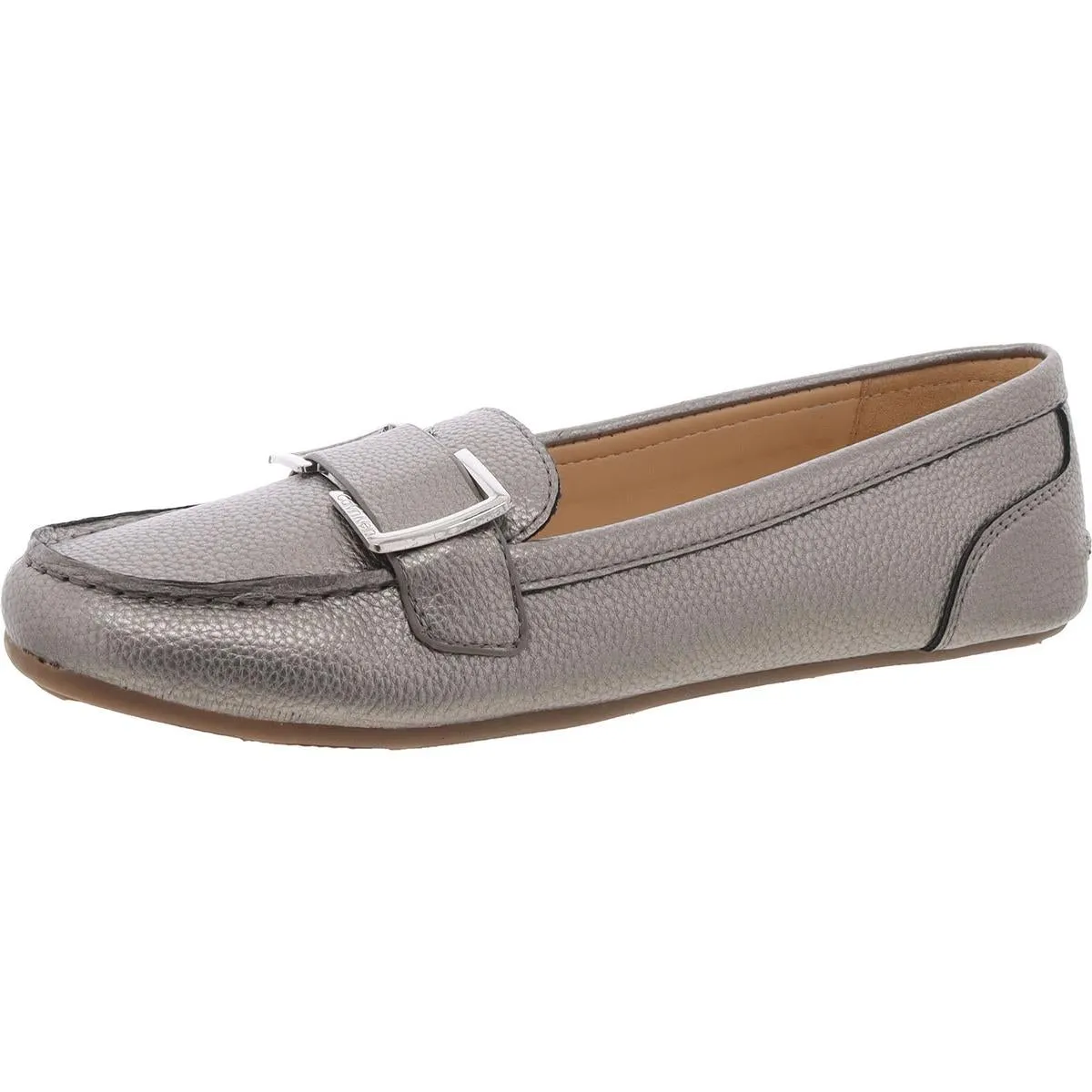 Womens Faux Leather Round Toe Moccasins