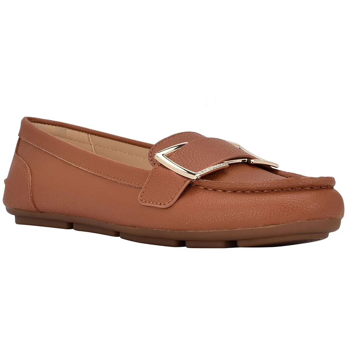 Womens Faux Leather Round Toe Moccasins