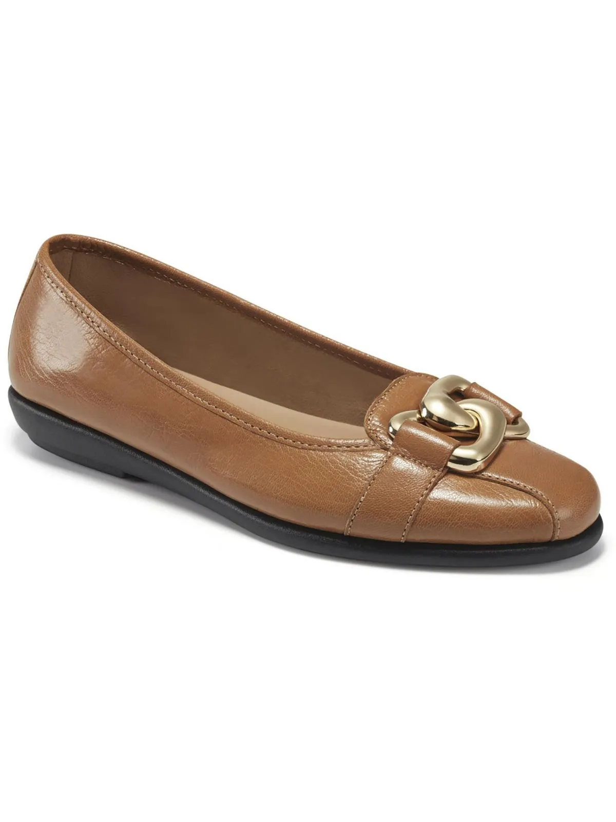 Womens Leather Round Toe Moccasins
