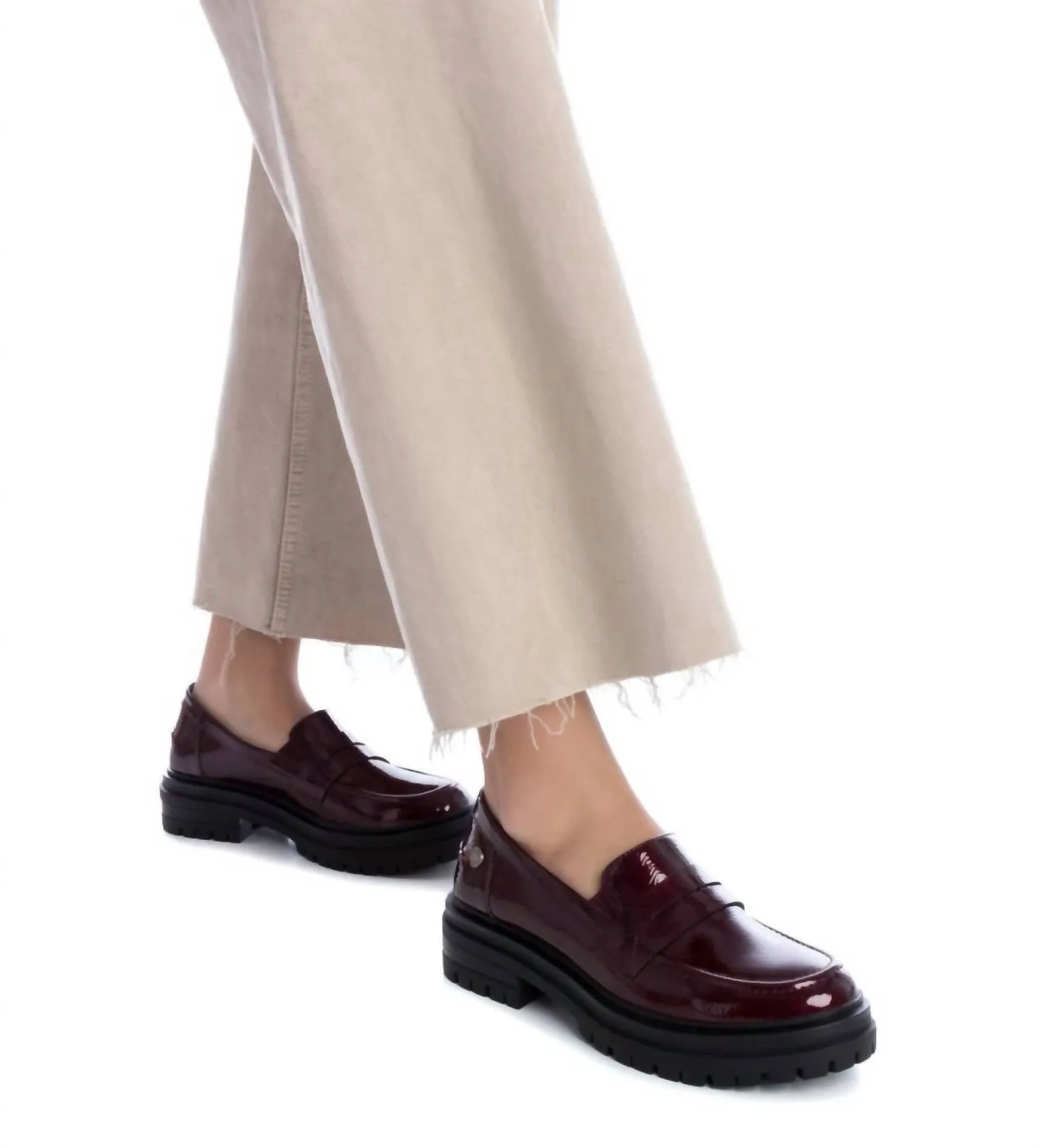 Women's Moccasins Loafer In Burgundy