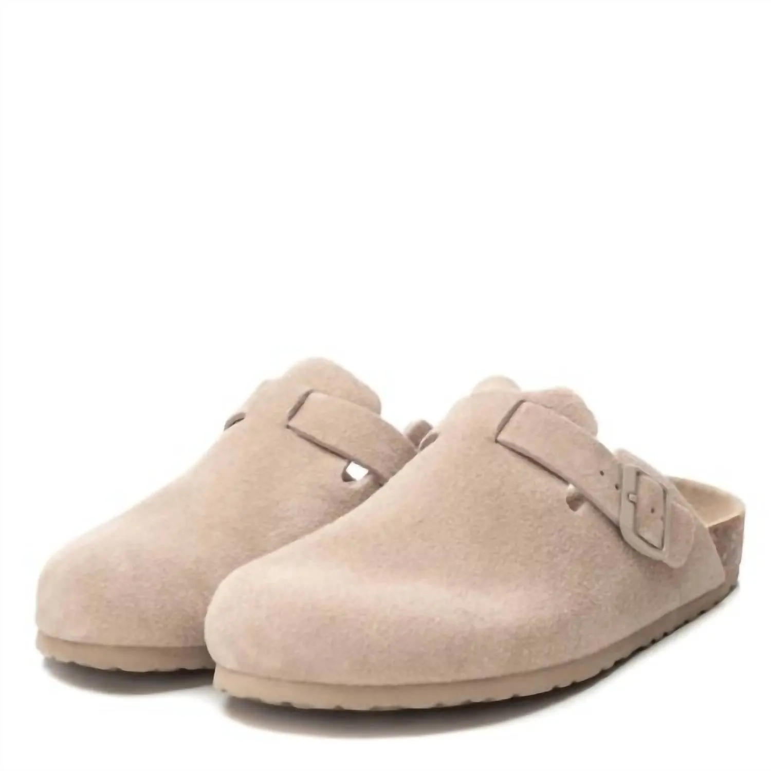 Women's Suede Clogs In Beige
