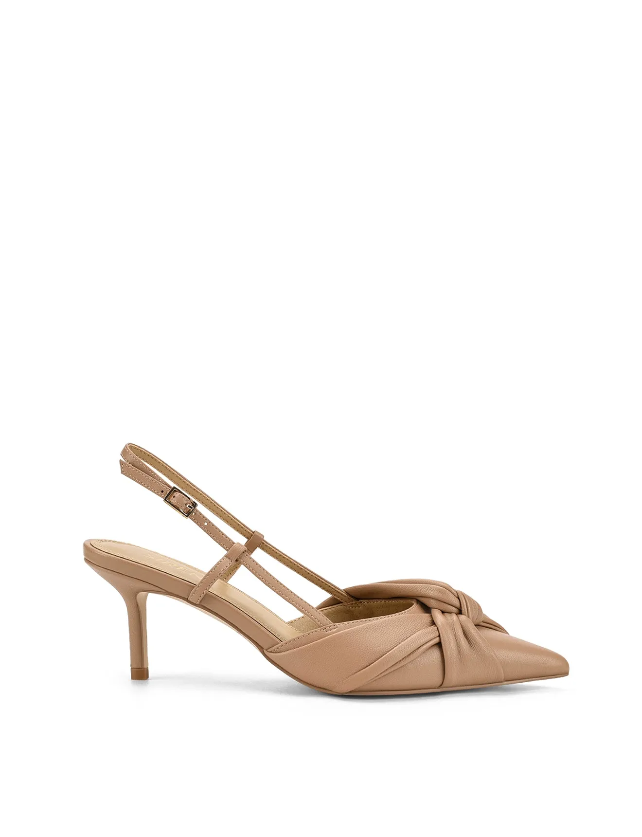 Yonder Slingback Kitten Heels - Almond Tan Leather