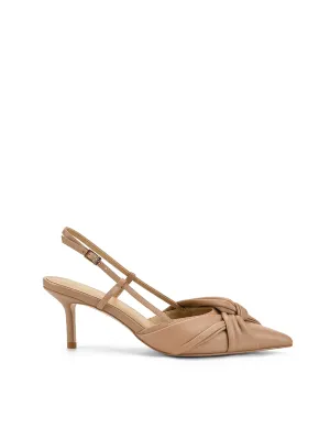 Yonder Slingback Kitten Heels - Almond Tan Leather