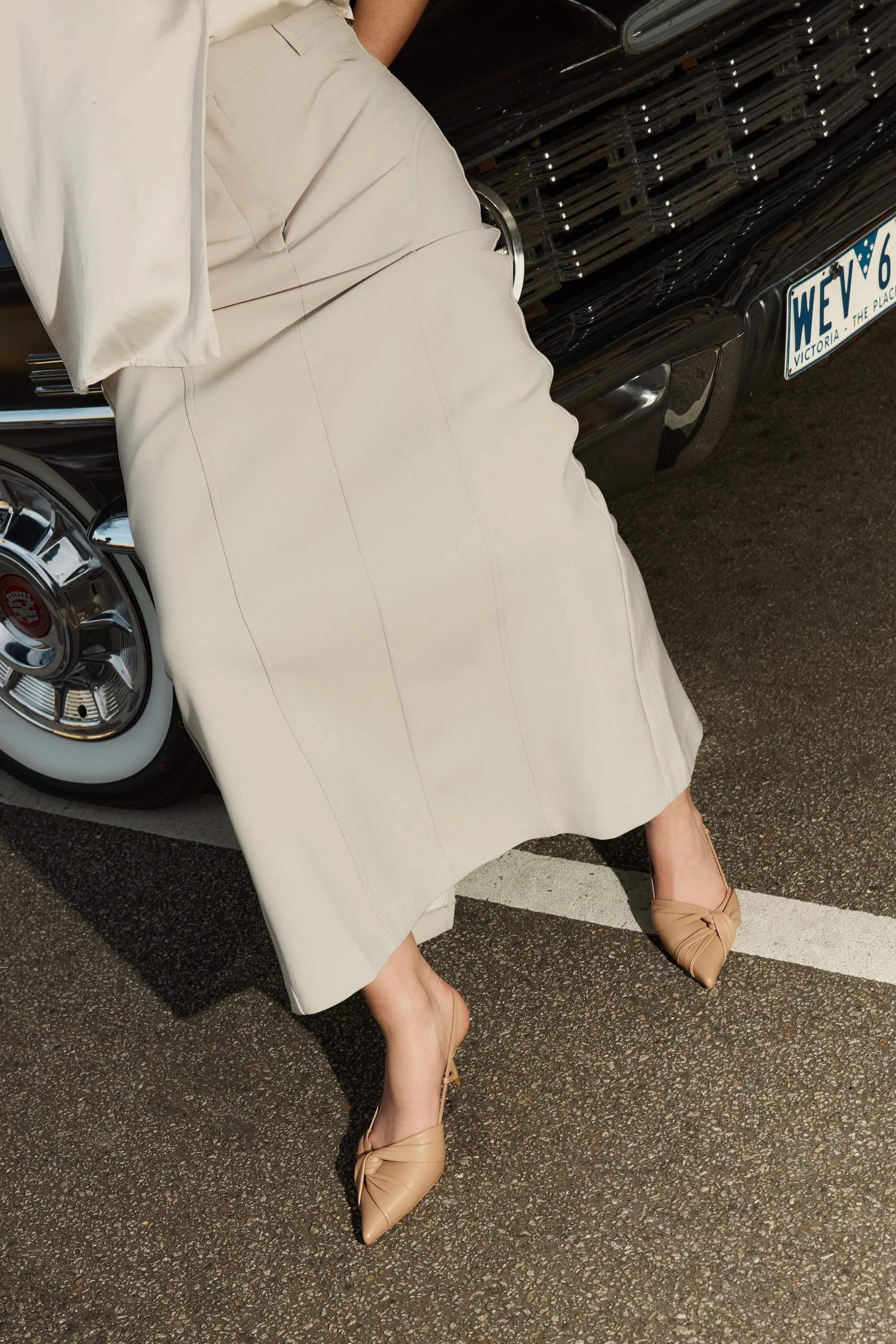 Yonder Slingback Kitten Heels - Almond Tan Leather