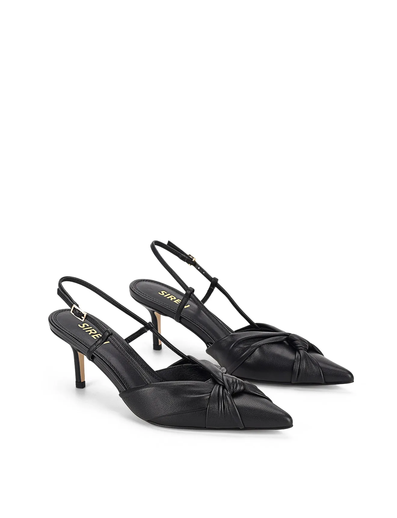 Yonder Slingback Kitten Heels - Black Leather