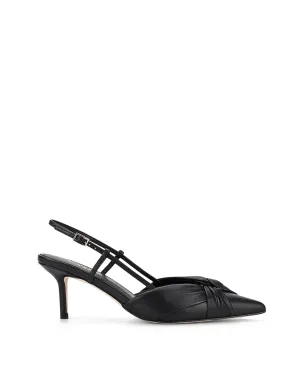 Yonder Slingback Kitten Heels - Black Leather