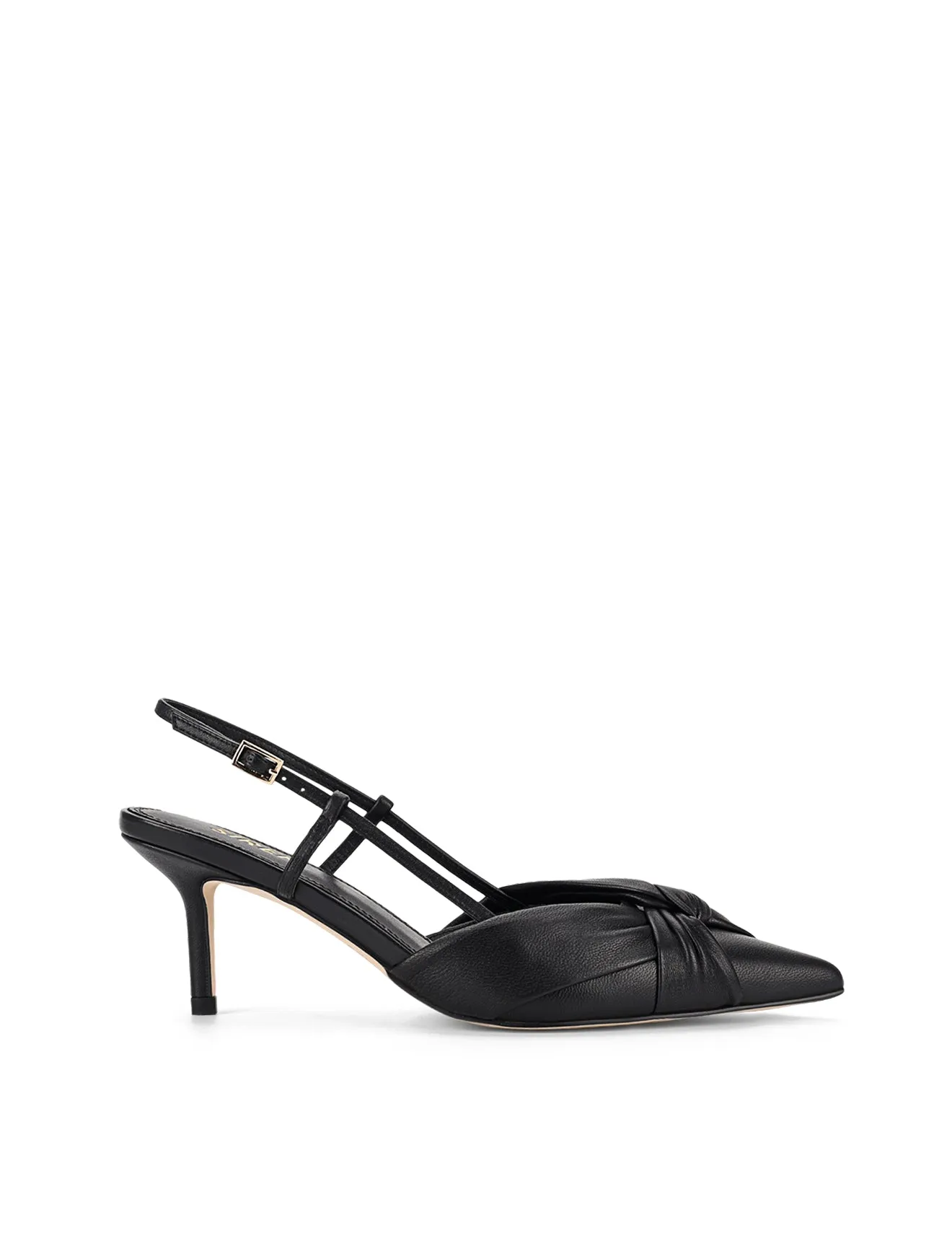 Yonder Slingback Kitten Heels - Black Leather