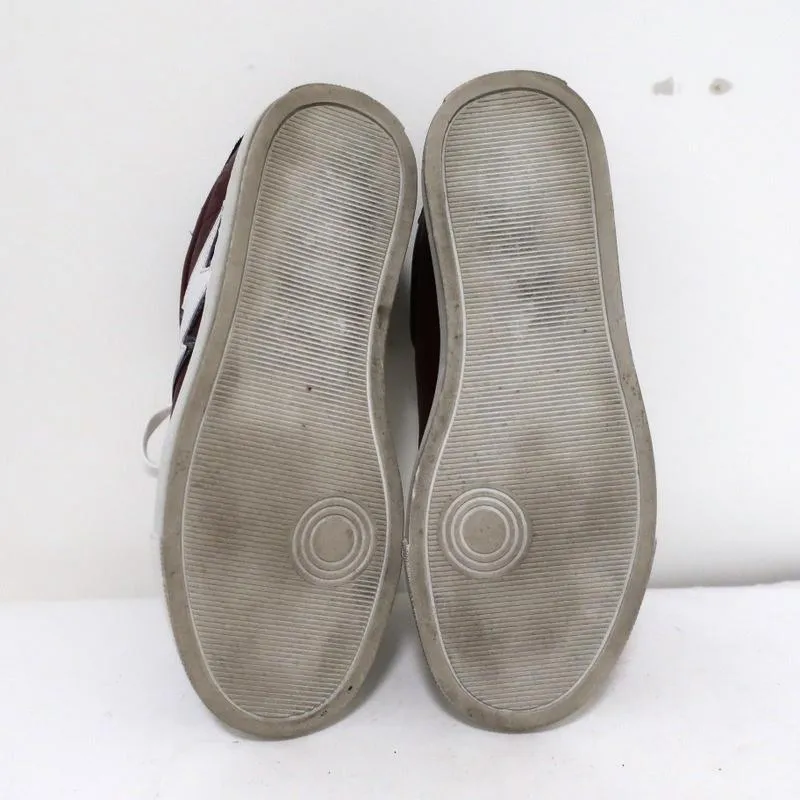 Zadig & Voltaire ZV1747 Flash Low Top Sneakers Burgundy Leather Size 36